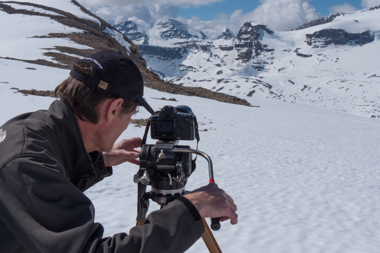 Filmmaker Roger Vernon at the site of the future Louise & Richard Guy Hut, Yoho National Park. Photo by Will Schmidt