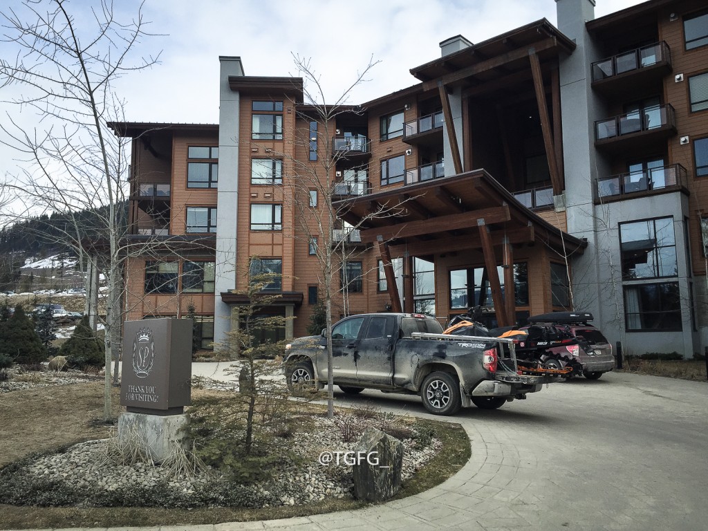 Leaving the Sutton Place at RMR in the morning to drive to Selkirk Tangiers heli base.